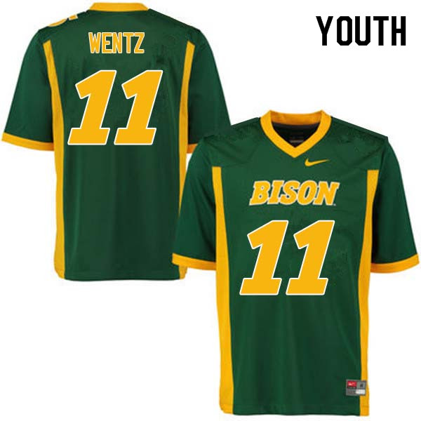 Youth #11 Carson Wentz North Dakota State Bison College Football Jerseys Sale-Green